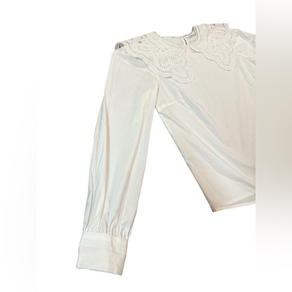 B.YOUNG Jussi Shirt with Embroidered Peter Pan Collar - Bright White Size 6 - Picture 6 of 14